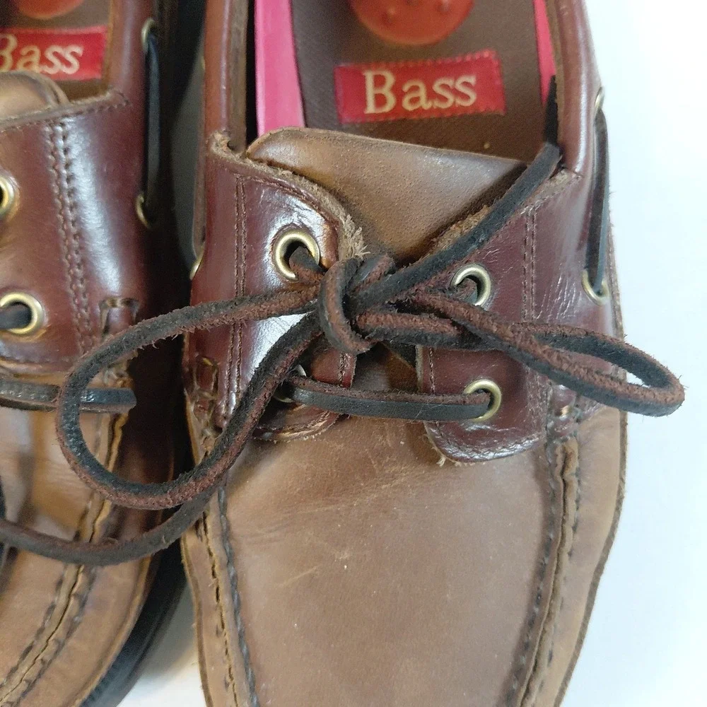 Bass Harry II Leather Boat Shoes Brown Moc Toe Men's 7.5M Casual Deck 1670-230